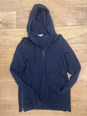 Cotton citizen Dark Blue Half Zip Hooded Sweatshirt Size L